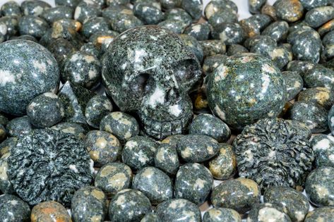 Preseli Bluestone Meaning, Preseli Bluestone, Black Specs, Jasper Meaning, Blue Yellow Grey, Element Symbols, Standing Stones, Magical Stones, Emotional Stability