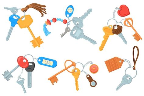 Keys With Keychain, Keychain Illustration, Pocket Illustration, Apartment Keys, Estate House, House Keys, Car Keychain, Real Estate Houses, Chain Pendant