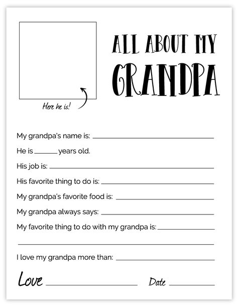 All About My Grandpa Father’s Day Printable All About My Grandparents, Father’s Day Card Printable Grandpa, Diy Fathers Day Cards For Grandpa, Grandfather Fathers Day Card, All About Papa Free Printable, All About My Papa Free Printable, Grandpa Questionnaire Free Printable, All About My Grandpa, All About My Grandpa Free Printable