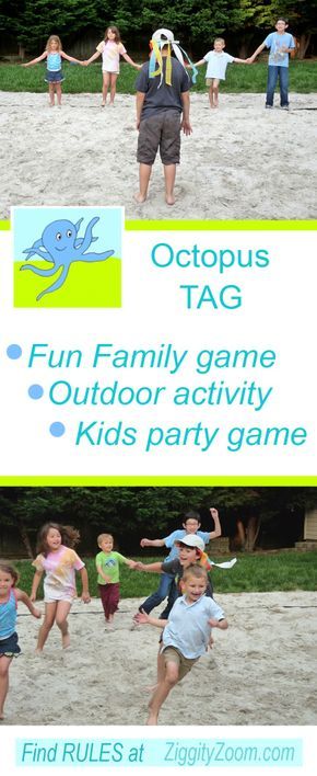 Octopus Tag Outdoor Family Game- Get the Kids Outdoors- Fun Party Game for Kids - Ziggity Zoom Octopus Tag, Ocean Themed Activities, Under The Sea Games, Outdoor Games For Preschoolers, Ocean Games, Family Games Outdoor, Group Games For Kids, Summer Camp Games, Sea Activities