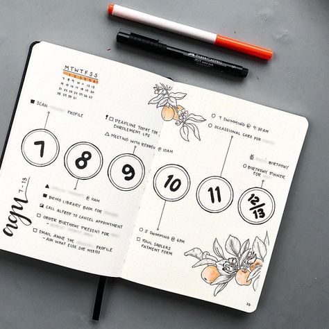 Micro Planner, Notebook Organizer, Kalender Design, Journal Layouts, Journal Idea, Journal Stuff, Bullet Planner, Bullet Journal Weekly Spread, Creative Organization