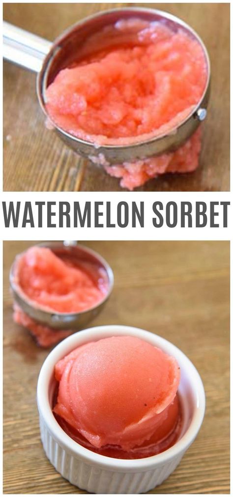 Fresh Watermelon Sorbet Recipe - healthy frozen treat Watermelon Sorbet Recipe, Watermelon Sorbet Recipes, Haitian Recipes, Summertime Food, Watermelon Dessert, Sherbet Recipes, Watermelon Sorbet, Sorbet Recipe, Sorbet Ice Cream