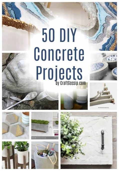 Check out all the awesome things you can do with concrete! These are all DIY projects that are fun to make.  #craft #diy #cement #concrete #homedecor #decorations #concreteprojects #concretedecorations #craftgossip Diy Concrete Projects, Diy Terrariums, Cement Home, Trivets Diy, Epson Salt, Concrete Candle Holders, Diy Concrete Planters, Cement Garden, Wreaths Ideas