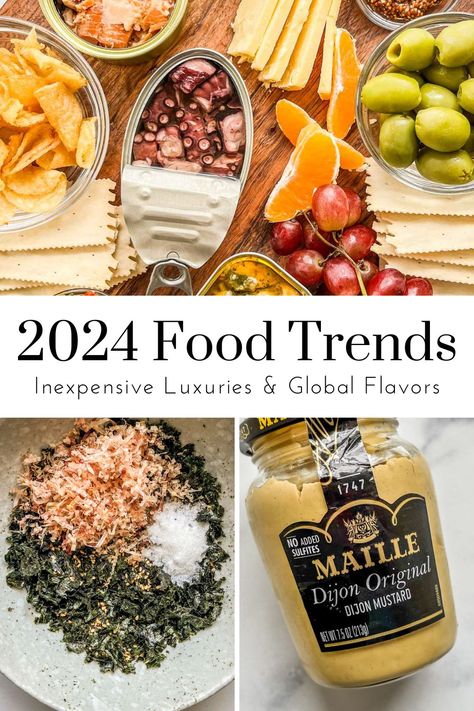 Want to know what the next 'girl dinner' will be? 2024 will bring loads of new food trends, and I've got a few I think are about to pop off! Here are all the cuisines, snacks, condiments, and drinks that will trend this year. Trending Food 2024, Trending Food Recipes 2024, Dessert Trends 2024, Popular Everything 2024, Viral Food Trends, 2024 Food Trends, Trending Recipes 2024, Food Trends 2024, Pinterest Predicts: Trends For 2024