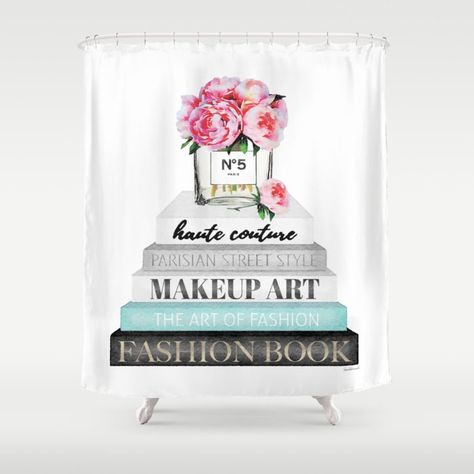 Buy Peony, Peonies, Books, Fashion books, Pink, Teal, Fashion, Fashion art, fashion poster, Shower Curtain by Amanda Greenwood. Worldwide shipping available at Society6.com. Just one of millions of high quality products available. Girly Shower Curtain, Marble Shower Curtain, Watercolor Shower Curtain, Books Fashion, Teal Fashion, Pink Shower Curtains, Flower Perfume, Pink Showers, Marble Showers