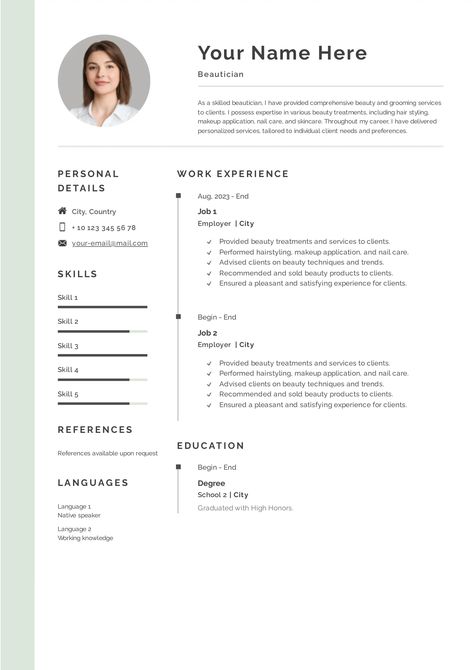 Beautician Resume Templates For A Perfect Resume Cosmetology Resume, Perfect Cover Letter, Resume Guide, Best Resume Format, Perfect Resume, Resume Builder, Manager Resume, Restaurant Management, Resume Format