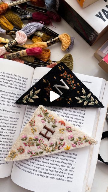 Benang on Instagram: "This was my first attempt at making embroidered bookmark and I’m so glad it turned out great! We don’t all get it perfect the first time, but I am still pretty pleased with my bookmark!😆💗 The supplies for embroidered bookmark are simple & you can get them at any craft store 1. Felt fabric 2. Embroidery threads (i use @dmc_embroidery) 3. Scissor 4. Needle (side note: I just realized I sound very nasally in this video probably because I don’t feel well lately - I didn’t notice it until my mom said I sounded weird haha)" Storing Embroidery Thread, How To Store Embroidery Thread, Diy Embroidered Bookmark, Felt Bookmarks Diy Pattern, Embroidery Bookmark Ideas, Handmade Bookmarks Diy Ideas, Embroidered Bookmarks Diy, Embroidered Bookmarks, Embroidery Bookmark