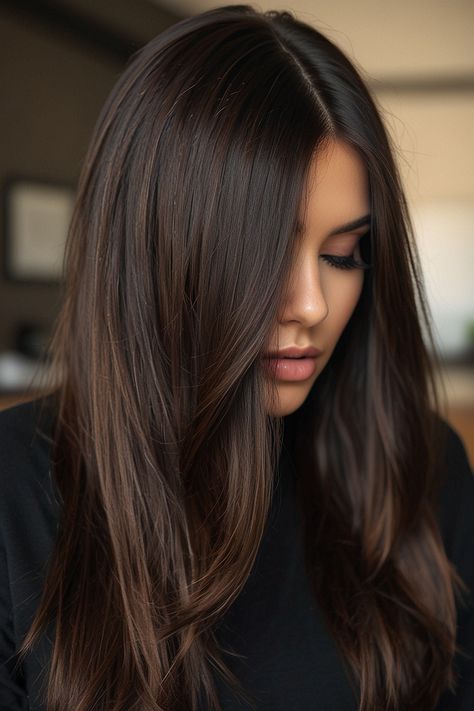 Low Light For Black Hair Dark Brown, Black Low Lights For Brown Hair, Dark Brown Hair With Low Lights, Hair Balayage Ideas, Brown Hair With Lowlights, Dark Brown Hair Balayage, Balayage Ideas, Black Hair Balayage, Dark Brunette Hair