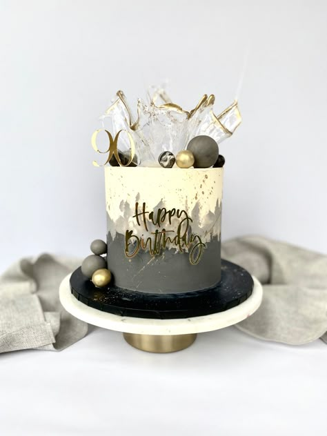 Make 40th Birthday Cake, Cake Decoration For Men Birthdays, Male Cake Decorating Ideas, Grey Cakes For Men, Black Gold White Birthday Sheet Cake, Cake Designs Men Birthday, 40th Cakes For Men, 40th Bday Ideas For Men Cake, Simple Birthday Cake Men