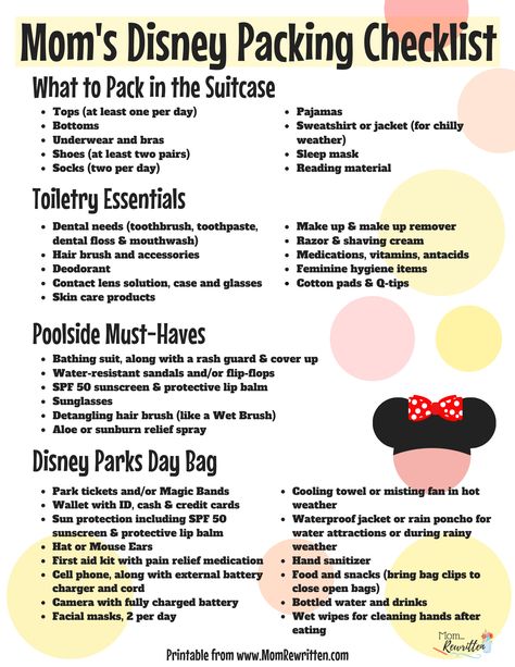 Wondering what to pack for a Disney vacation? Get the details on what to pack in the suitcase, toiletry essentials, poolside must-haves and tips for packing the best Disney parks day bag! Tons of insider advice on choosing the best items for a comfortable day in the park, without overpacking. Easy clickable shopping links included to help you prepare for your Disney tip and access to the free printable checklist! #Disney #DisneyTips #Disneyland #DisneyWorld #WDW #packing #travelwithkids #luggage Disney Parks Must Haves, Best Bag For Disneyland, Disney Tip Envelopes, Disney Packing List Families Free Printable, Disney What To Pack, Disney World Snacks To Pack, Things To Pack For Disneyland, Disney Packing Tips, Disney Park Bag Essentials 2023