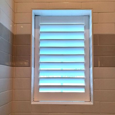 Blinds For Bathroom Windows, Shower Windows Ideas, Bathroom Windows In Shower, Norman Shutters, Waterproof Blinds, Shower Window, Bathroom Window Treatments, Small Bathroom With Shower, Best Blinds