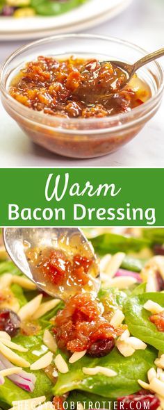 Bacon Dressing Recipe, Spinach Salad Dressing, Warm Bacon Dressing, Hot Bacon Dressing, Bacon Dressing, Salad Dressing Recipes Homemade, Warm Salad, Bacon Salad, Homemade Salads