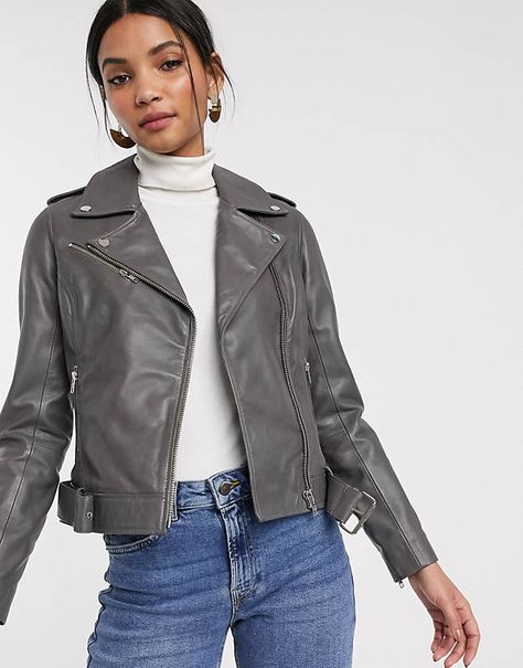 Grey Leather Jacket Outfit, Gray Leather Jacket Outfit, Gray Leather Jacket, Coloured Leather Jacket, Lady Outfit, Grey Leather Jacket, Statement Jacket, Biker Jackets, Leather Jacket Outfits