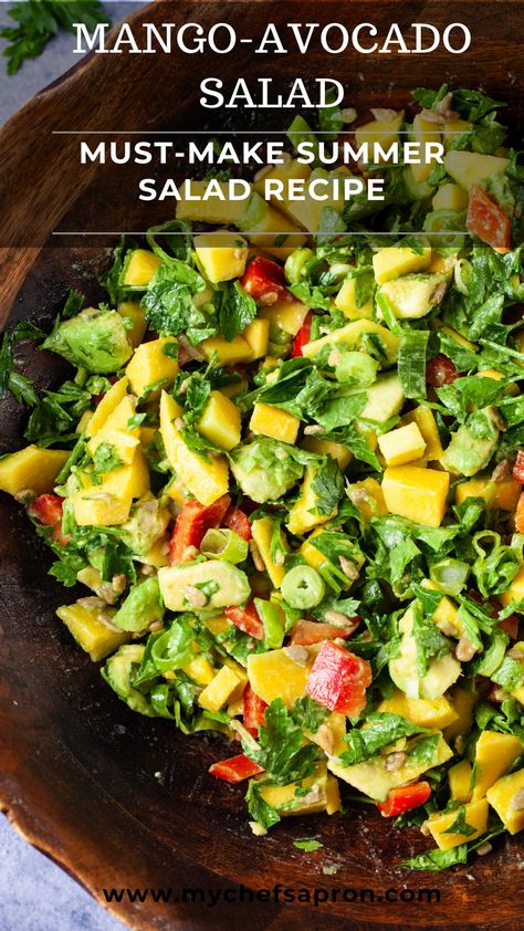 Healthy Nutrition Plan, Resep Salad, Mango Avocado, Avocado Salad Recipes, Mango Salad, Mango Recipes, Summer Salad Recipes, Easy Salad Recipes, Summer Salad