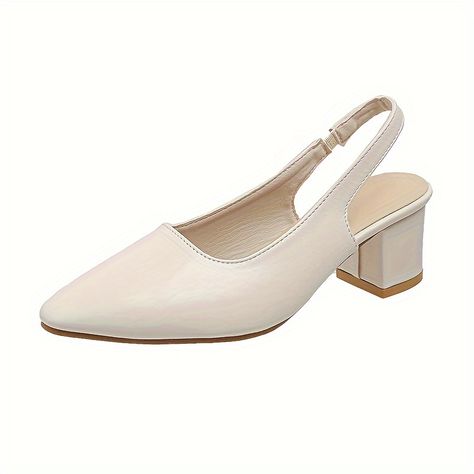 Thick Heels Pumps, Thick High Heels, Slip On Heels, Womens Summer Shoes, Pu Heels, Ladies Shoes, Slingback Heel, Slipper Shoes, Thick Heels