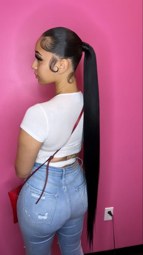 Mid Straight Ponytail, No Part Slick Back Ponytail, V Part Slick Back Ponytail, Slick Back Ponytail, Long Straight Ponytail, 2023 Hairstyles, Slick Ponytail, Curled Ponytail, Slicked Back Ponytail