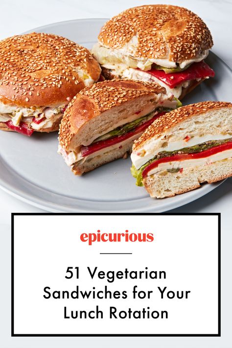 We’re over here fawning over our favorite vegetarian sandwiches, and comparing them to meat hardly does them justice. Many of our favorite vegetarian sandwiches easily go vegan (heck, some of them are vegan to begin with). So no, we don’t need the deli ham or the grilled slab of meat. We have hearty lentil burgers, squeaky Halloumi cheese wraps, and more recipes that are keeping us busy piling the goods between two slices of bread, no loss of flavor in sight. Vegetarian Deli Sandwich, Vegetarian Grinder Sandwich, Vegetarian Sandwich Ideas, Best Vegetarian Sandwiches, Vegetarian Sandwiches, Cheese Wraps, Vegetarian Sandwich Recipes, Vegan Sandwich Recipes, Halloumi Cheese