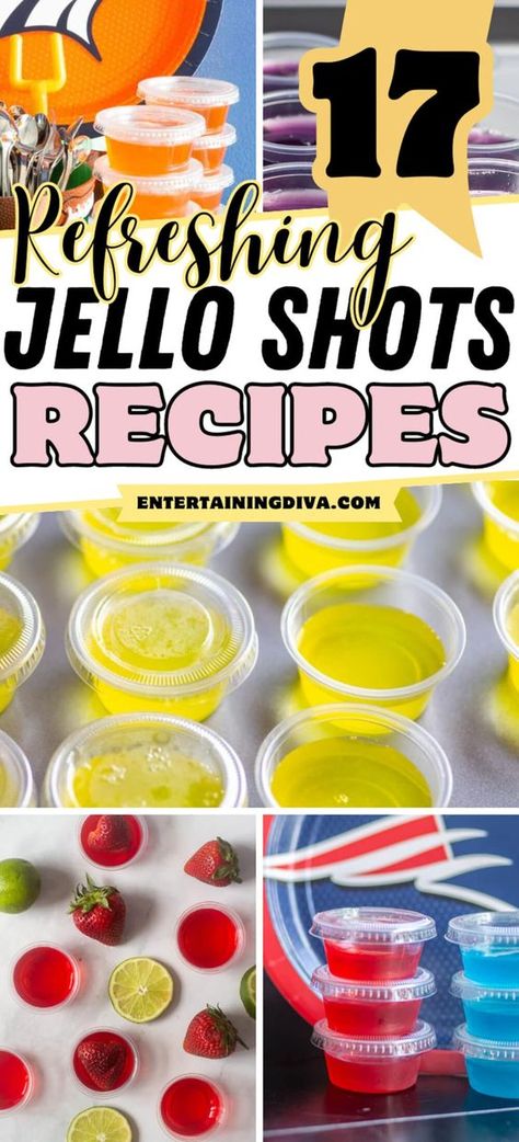 Are you a Jello Shots lover? Then you have to try out all of these Jello Shots flavors and colors. Pick the recipes you like and make it for your next party! Your guests will love these! Starburst Watermelon Jello Shots, Flavored Jello Shots, How To Make Jello Shots, Pink Lemonade Jello Shots Recipe, Pink Jello Shots, Jello Shooters Recipe, Wine Jello Shots, Syringe Jello Shots, Pink Jello