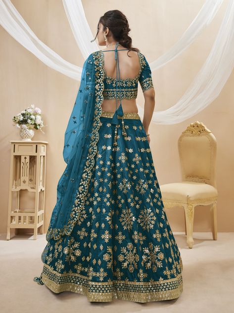 Buy Blue Lehenga Choli for Women Designer Wedding Skirts USA UK Online in India - Etsy Lehenga Choli Designs, Mirror Work Lehenga, Bridesmaid Lehenga, Party Wear Lehenga Choli, Pakistani Suit, Net Blouses, Blue Lehenga, Wedding Skirt, Lehenga Style