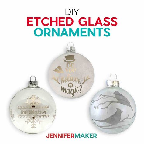 Etched Glass Ornaments: Personalized Keepsakes and Gifts Paper Picture Frames, Floating Ornaments, Jennifer Maker, Ornament Party, Trending Crafts, Cricut Christmas Ideas, Diy Shadow Box, Ornaments Personalized, Clear Ornaments