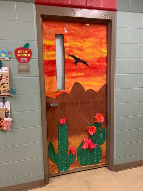 Desert Theme Classroom Door, Wonder Junction Vbs 2025, Class Door, School Door Decorations, Manic Monday, School Hallways, Wheres Waldo, Church Events, School Bulletin Boards