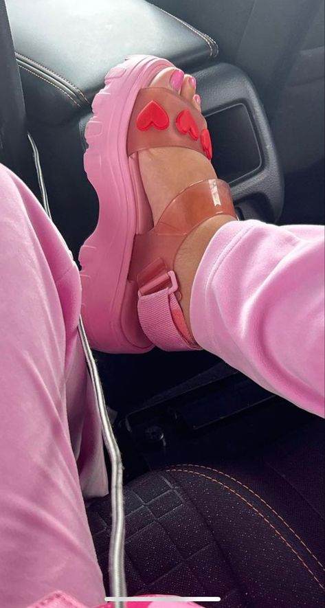 Melissa X  Lazy OAF Kick Off  Platform Sandals Pink with 3D hearts Melissa Aesthetic, Lazy Oaf, Platform Sandals, Aesthetic Clothes, Sandals, Pink, Clothes