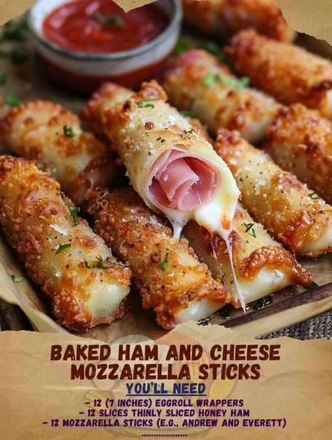 Mozzarella Sticks Recipe, Cheese Mozzarella, Honey Ham, Party Snack Food, Appetizers Easy Finger Food, Delicious Appetizer Recipes, Best Appetizer Recipes, Mozzarella Sticks, Recipes Appetizers And Snacks