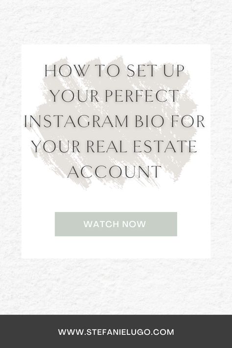 How to Set Up Your Perfect Instagram Bio for Your Real Estate Account | Stefanie Lugo | Did you know that in many cases, your Instagram account will be a client's first impression with your business? For that reason, you really need to take into account how your bio is set up. Often times, I will see real estate agents who make some of these simple mistakes that really makes it difficult for prospects to know whether the agent is a good fit for them. Watch now to learn more on Instagram Bios! Instagram Bio Real Estate, Real Estate Agent Ig Bio, Real Estate Agent Instagram Bio, Realtor Instagram Bio Examples, Realtor Instagram Bio, Realtor Bio For New Agents, Real Estate Bio New Agent, Real Estate Agent Bio, Real Estate Agent Business Plan