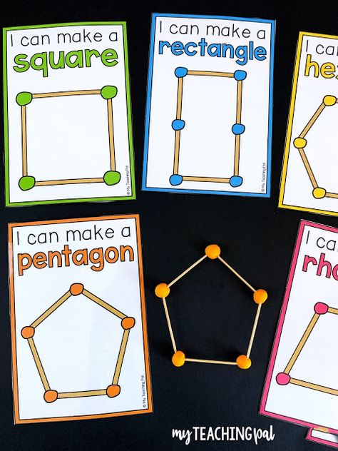 2D and 3D Shape  Centers - Students build 2d shapes using playdough and toothpicks 3d Shapes Centers Kindergarten, 3d Shape Building, Preschool 3d Shapes, 3d Shape Centers, 3d Shapes For Preschool, 3d Shape Activities For Kindergarten, Teaching 3d Shapes, Preschool 3d Shape Activities, 3d Shape Craft