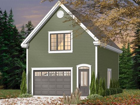 028G-0045: Detached 1-Car Garage Loft Plan; 20'x28' Garage With Loft, Garage With Living Quarters, Garage Plans With Loft, Loft Floor, Plan Garage, Garage Guest House, Drummond House Plans, Garage Loft, Garage Apartment Plans