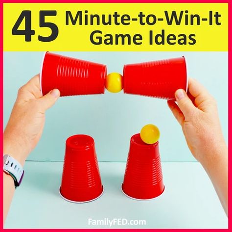 Group Games For Kids, Cup Games, Youth Games, Minute To Win It Games, Minute To Win, Bouncy Ball, Family Party Games, Family Fun Games, It Game