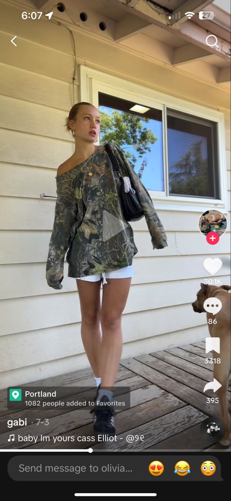 camo shirt sweatshirt black purse tiktok sambas hair inspo Camp Top Outfit, Camo Off The Shoulder Top, Real Tree Camo Shirt Outfit, Camo Inspo Outfits, Long Sleeve Camo Shirt, Camo Shirt Fit, Camo Shirts Outfits, Oversized Camo Shirt Outfit, Hunter Camo Outfits