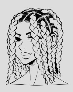 How to Draw Black Hairstyles by AvionArt - Make better art | CLIP STUDIO TIPS Drawing Braids Black Tutorial, Black Curly Hair Drawing Reference, Black Women Drawing Reference, Black Hair Texture Drawing, Box Braid Drawing Reference, Braid Hair Drawing Reference, How To Draw Long Curly Hair, Black Male Hair Drawing, How To Draw Natural Hair