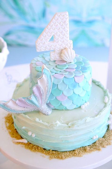 Mermaid Cakes Simple, Ariel Birthday Cake Simple, Diy Mermaid Cake, Mermaid Party Cake, Mermaid Birthday Cake Ideas, Sirenita Cake, Mermaid Birthday Cake, Mermaid Birthday Party Ideas, Ariel Birthday Party