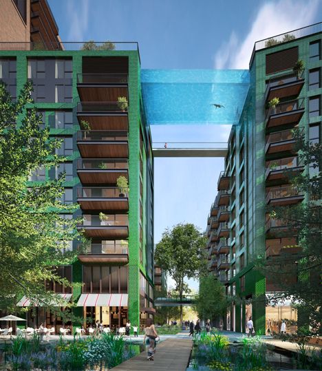 Glass-bottomed "sky pool" to be suspended above London Sky Pool, Battersea Power Station, Above Ground Pool Decks, Lap Pool, London Skyline, Apartment Garden, Pool Decks, Red Walls, Above Ground Pool