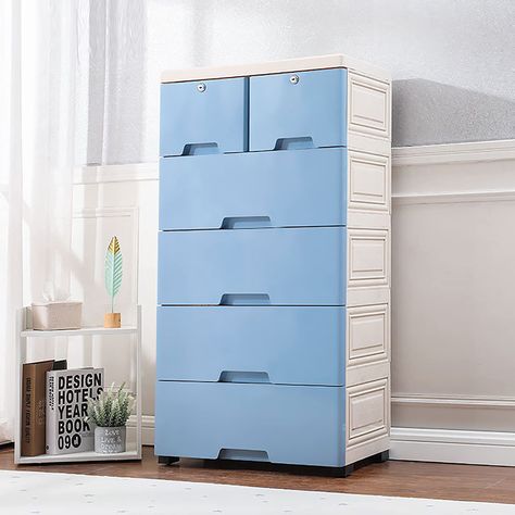 PRICES MAY VARY. 🎈【ROUND CORNER ANTI-COLLISION DESIGN】- Our kids dresser can effectively reduce childrens collision when playing, and the anti-loosening design prevents items from falling easily after the drawer is opened 🎈【6 DRAWERS ORGANIZER】- With 4 large drawers, another top 2 small cabinets can be locked with keys, protecting your privacy; large storage space of our plastic chest of drawers satisfy your different storage need 🎈【EASY TO ASSEMBLE】- With installation instruction and all mou Tower Bedroom, Plastic Cupboard, Plastic Dresser, Room Organizer, Plastic Storage Cabinets, Drawers Dresser, Storage Tower, Closet Drawers, Dresser Organization