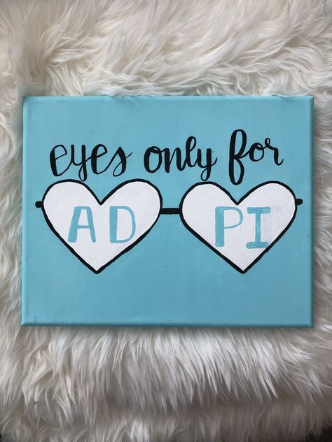 Alpha Delta Pi Canvas Painting, Sorority Big Little Crafts, Big Little Door Decorations, Axid Canvas, Sorority Plaques, Adpi Paintings, Easy Sorority Canvas, Big Little Canvas Sorority, Alpha Xi Delta Canvas