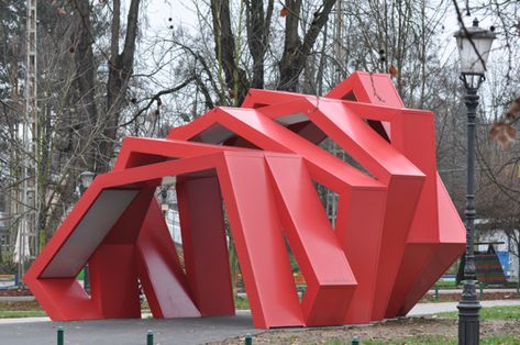 Urban Sculpture, Red Sculpture, Pavilion Architecture, Plans Architecture, Desain Lanskap, Public Sculpture, Landscape Architecture Design, Urban Furniture, Street Furniture