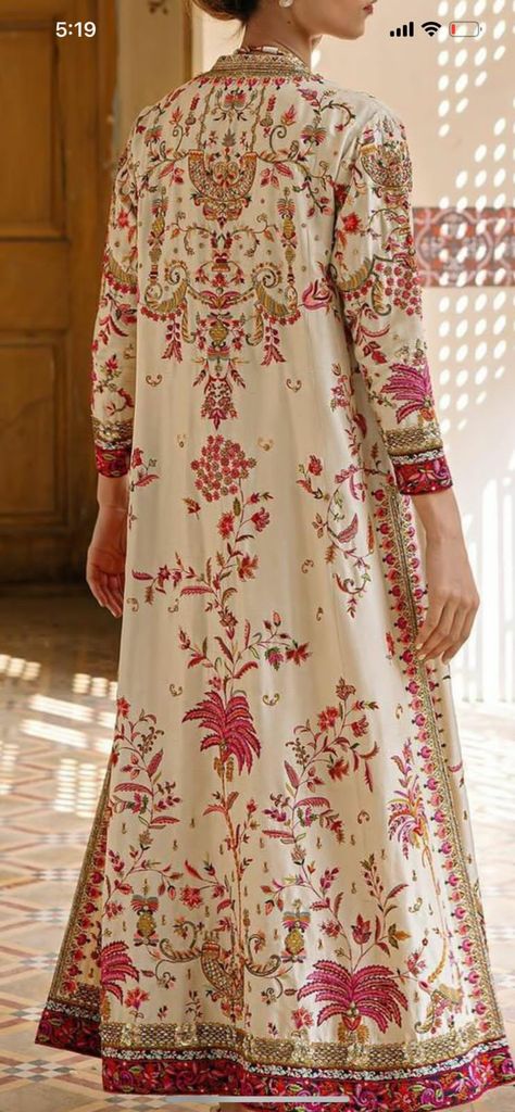 Mughal Border Design, Liz Cooksey, Mughal Border, Kamiz Design, Printed Outfits, Prints Inspiration, Kashmiri Embroidery, Resham Work, Collection Ideas