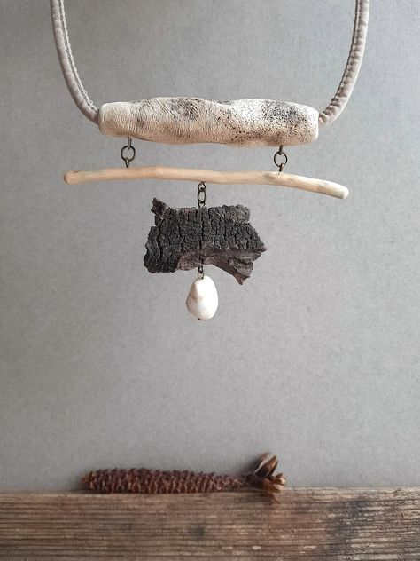 Tenerife Inspiration - Etsy UK Twig Jewelry, Found Object Jewelry, Wood Jewelery, Unique Statement Necklace, Driftwood Jewelry, Rustic Necklace, Unusual Necklace, Tiered Necklace, Howlite Stone