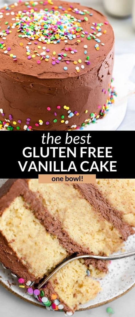 Moist Gluten Free Cake Recipes, Gluten Free Recipes Cake, Gluten Free White Cake Recipe, Gluten Free White Cake, Gluten Free Birthday Cake Recipe, Gluten Free Vanilla Cake Recipe, Best Gluten Free Cake Recipe, Mamagourmand Recipes, Gluten Free Cake Recipes Easy