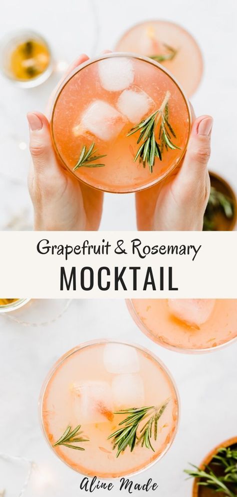 Rosemary Mocktail, Grapefruit Mocktail, Grapefruit Cocktail Recipes, Summer Drinks Nonalcoholic, Rosemary Cocktail, Rosemary Syrup, Grapefruit Cocktail, Rosemary Simple Syrup, Citrus Cocktails