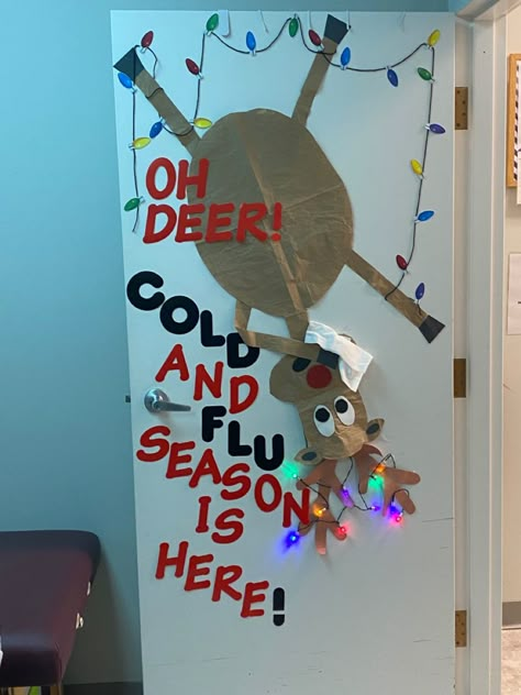 Christmas Door Decorating Contest Office Medical, Medical Office Christmas Decorations, School Nurse Door Decoration, Nurse Door Decorations, School Nurse Decorations, School Nurse Door, Nurse Office Decor, Diy Christmas Door Decorations, Christmas Bulletin Boards