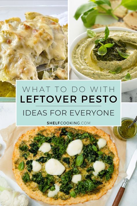 We're bringing you over 10 pesto uses for appetizers, main dishes, and side dishes! Reduce food waste with these leftover pesto ideas. Pesto Ideas, Recipes Using Pesto, Pesto Appetizers, Pesto Uses, Leftover Pork Tenderloin, Shelf Cooking, Chicken Zucchini Casserole, Pesto Sauce Recipe, Pesto Dressing