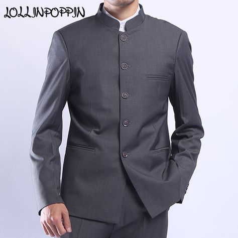 Cheap suit jacket, Buy Quality jacket mandarin collar suit directly from China mandarin jacket men Suppliers: Men Gray Tunic Suit Jacket Mandarin Collar Single Breasted Chinese Traditional Stand Collar Grey Tunic Jacket Uniform Jacket Chinese Collar Suits For Men, Mandarin Collar Suit Men, Mandarin Collar Suit, Chinese Suit, Titus Andronicus, White Wedding Suit, Mandarin Collar Jacket, Cheap Suits, Uniform Jacket