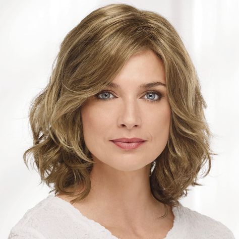 PRICES MAY VARY. SHOP THE LOOK: Flattering side part and loose, tousled curls give this stylish mid-length a sexy carefree look. INSTANT BEAUTY: Change your hairstyle on a whim, without the cost of a trip to a salon. Wigs are a great way to make life easier, look and feel your best…even younger. YES! LAYERS: Precisely placed layers are essential to nearly every fabulous style. Short or long, tousled or blended…textured cuts create shape and natural-looking movement. QUALITY YOU CAN TRUST: Authen Tousled Curls, Blonde Curly Bob, Blonde Silver, Color Rubio, Cosplay Hair, Updo Hairstyle, Natural Wigs, Red Wigs, Beautiful Wigs