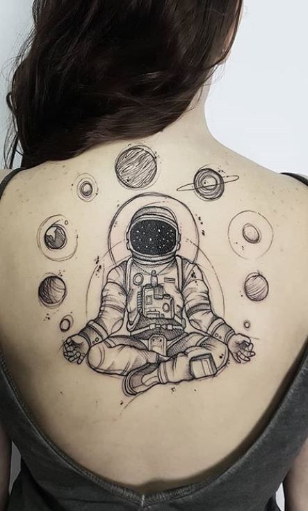 Astronaut Tattoo, Universe Tattoo, Planet Tattoos, Galaxy Tattoo, Alien Tattoo, Inspiration Tattoos, Space Tattoo, Large Tattoos, Spine Tattoos