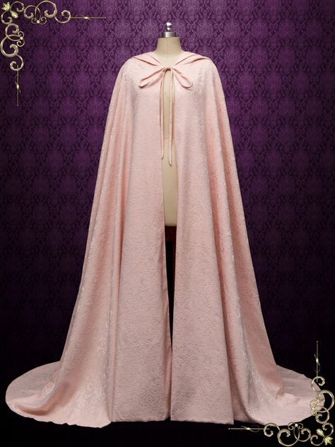 Beautiful cotton jacquard cloak in a soft salmon pink shade, great for weddings and special event. Back length approx 76 inches Front length approx 52 inches Other length may also be customized Prince Outfits Royal, Fantasy Capes, Narnia Clothes, Pink Medieval Dress, Pink Cloak, Prince Clothing, Princess Cloak, Medieval Cloak, Wedding Cloak