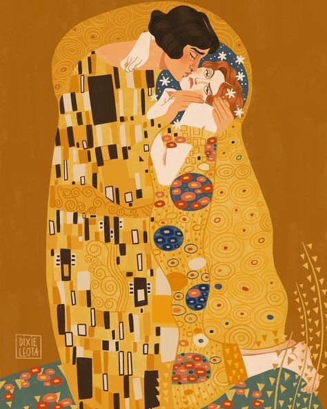 The Kiss Klimt, Pretty Graphics, Patreon Art, Illustration Flat, Art Parody, Video Games For Kids, The Kiss, Beautiful Mess, Dog Snacks