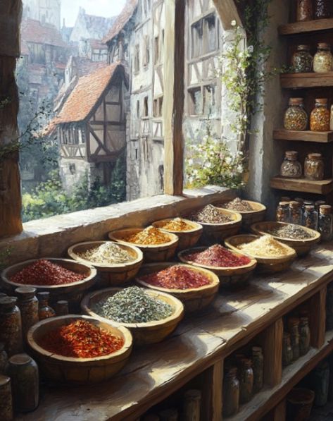 🌿🪴🍄 Fantasy Apothecary Shop, Fantasy Apothecary, Fantasy Map Making, Herb Shop, Map Making, Fantasy Town, Apothecary Diaries, Fantasy Homes, Fantasy Pictures